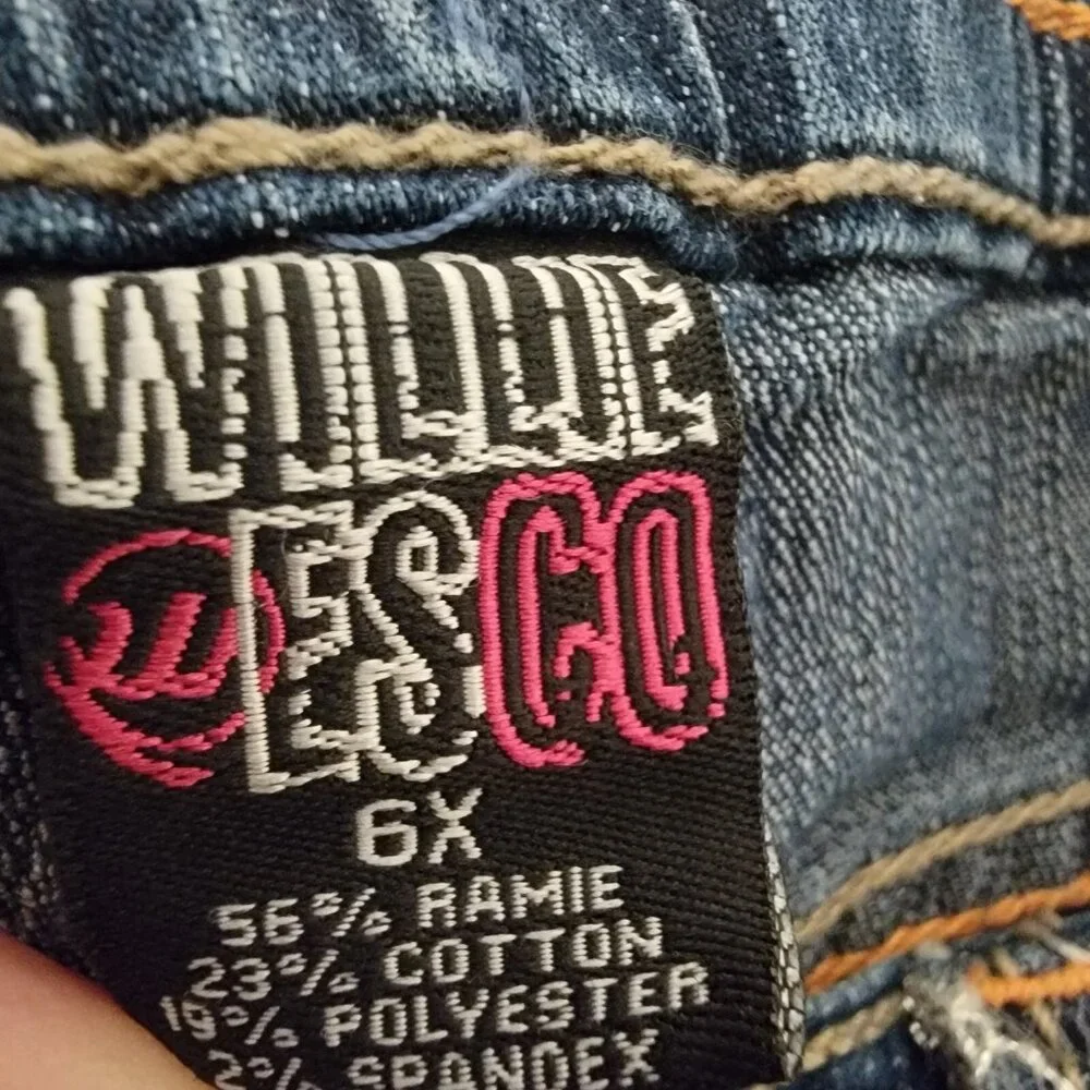 Willie Esco Jeans Girls Sz 6X Hip Hop Y2K Street Dark‎ Wash Denim Embellished